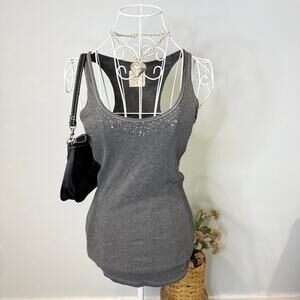 Stunning y2k vintage hollister gray sequin tight tank top